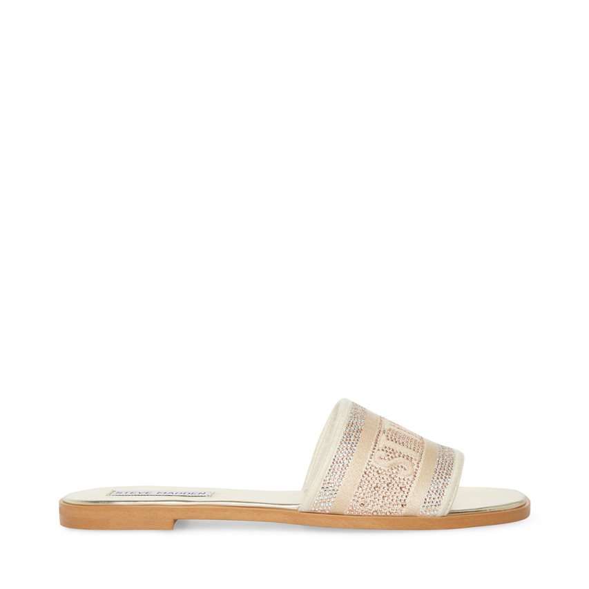 Gold Steve Madden Knox-r Women's Slides | PH 7158JZU